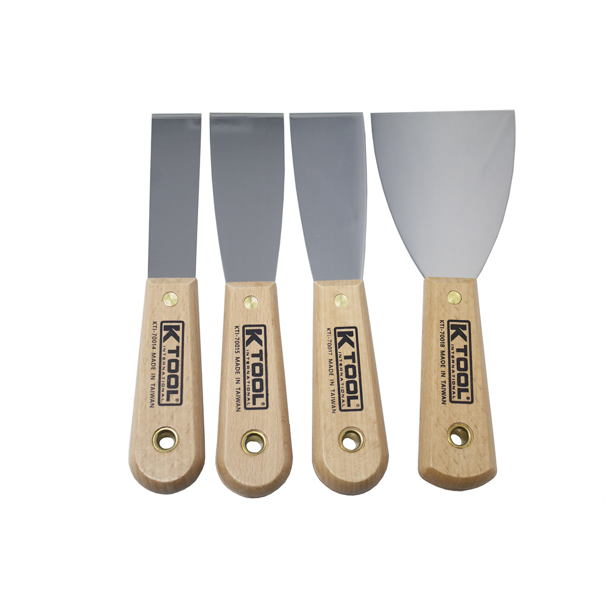 K Tool International Scraper/Putty Knife Set — 4-Piece, High Carbon Blades, Solvent-Resistant Wood Handles, Model# KTI70004